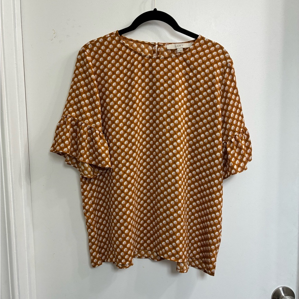 LOFT Ruffled Elbow Sleeve Blouse - Size M